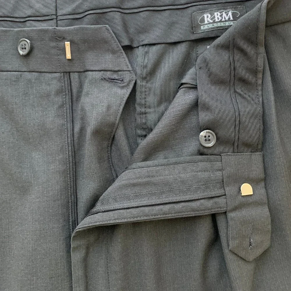 RBM black “charcoal” pleated cuffed dress or suit pant.